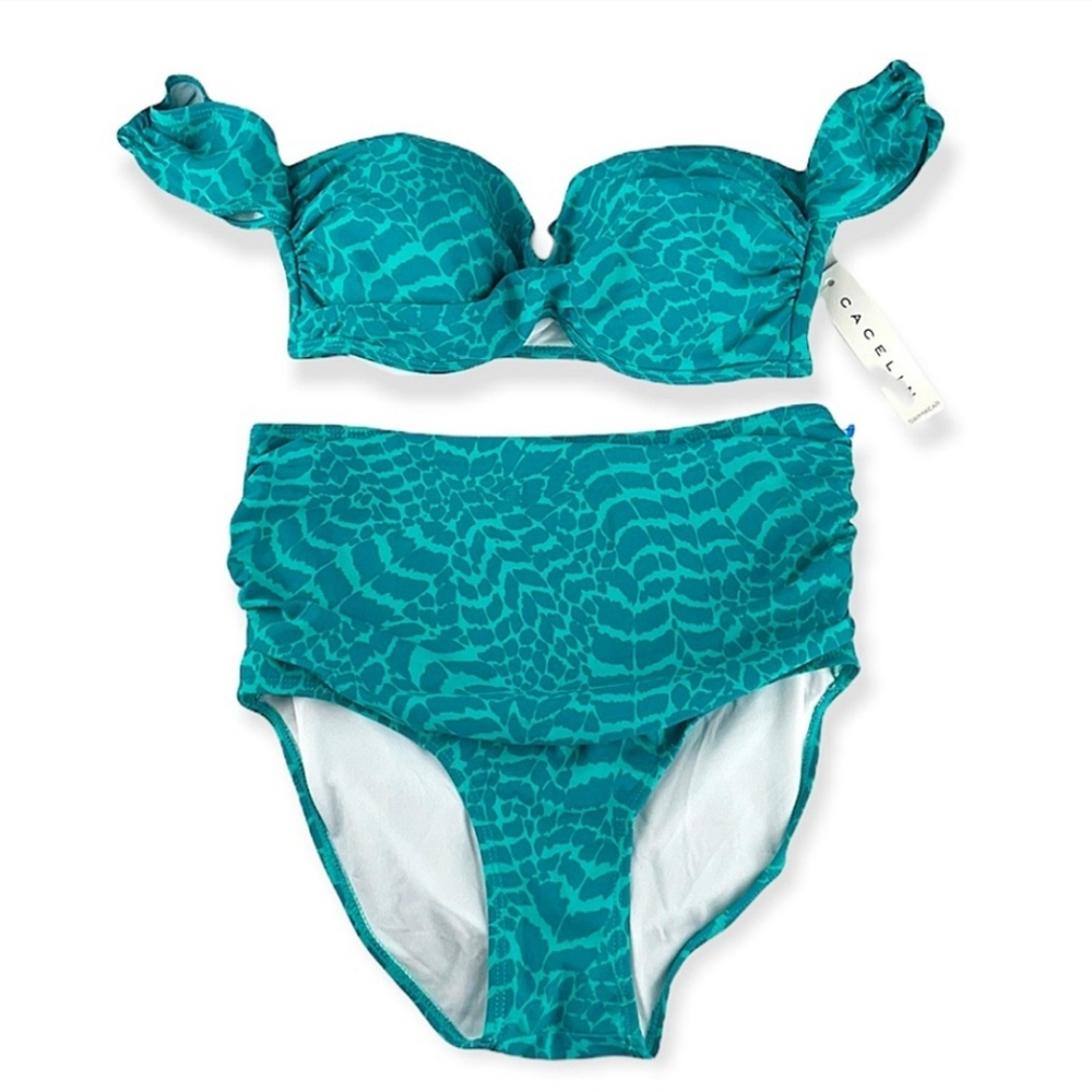 Cacelin Womens High Waisted Animal Print 2 Piece Bikini Size Small Beach Swim